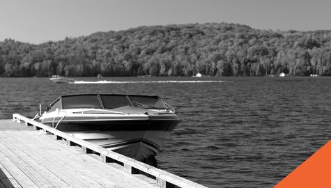 Boat in lake near dock