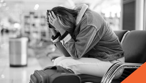 Woman distressed at an aiport