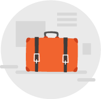 graphic of an orange suitcase